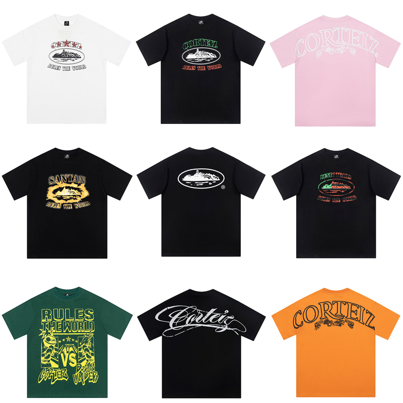 High-End Version Corteiz Alcatraz Crew Neck Short-Sleeve T-Shirt for Men and Women, American Street Style Printed Loose Cotton Top