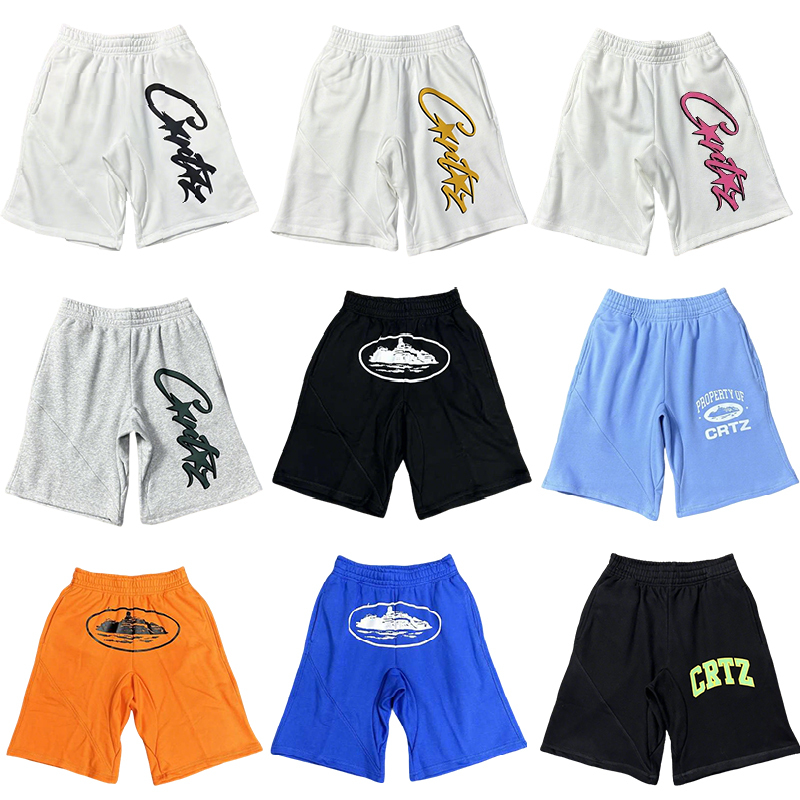 High-End Corteiz Alcatraz Print Casual Shorts, High Street American Style, Loose-Fitting Unisex Five-Point Shorts ins