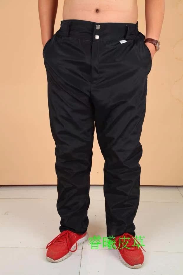 Quần len da trung và già da cừu Quần da nam một quần da cừu cỡ lớn quần cashmere dày mùa đông quần da nam đen bóng