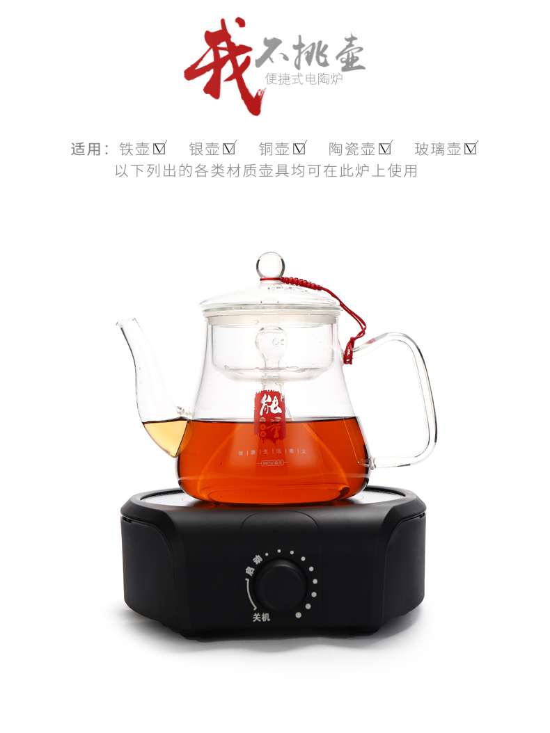 The Mini electric TaoLu tea stove.mute small iron pot of boiled tea glass furnace with Japanese tea induction cooker light waves