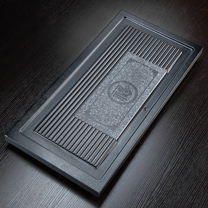 Tea tray Household light luxury modern simple imitation Wujin stone living room tea set Office small tea table with drainage Small