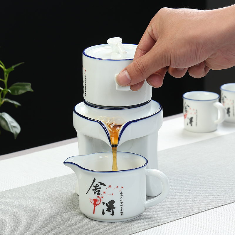 Are young tea set home stone mill creative ceramic teapot kung fu tea cup half full automatic lazy people