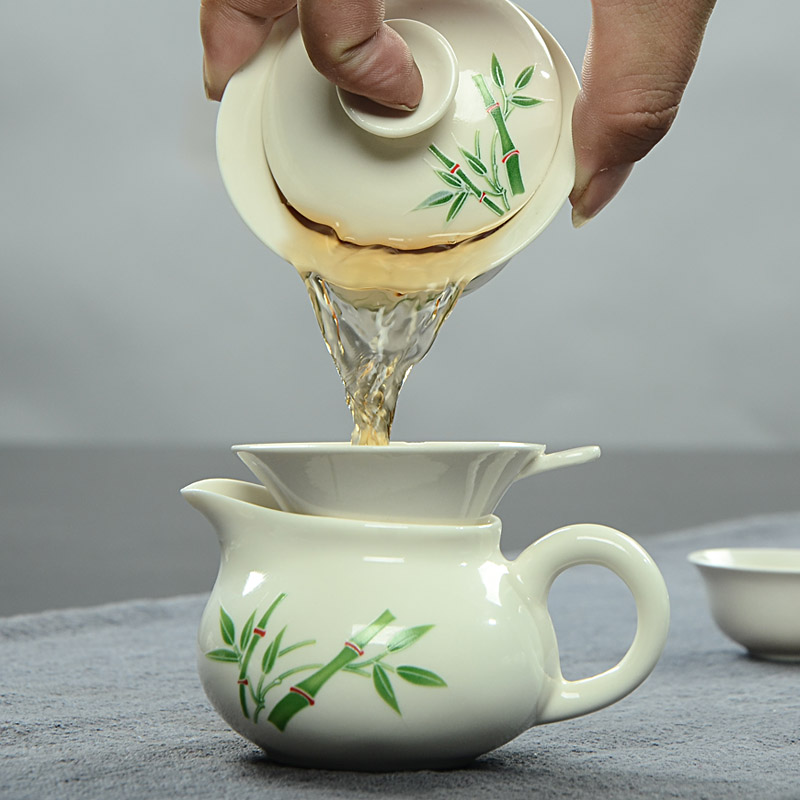 Are young jade porcelain porcelain of a complete set of kung fu tea set ceramic tureen tea cup white porcelain tea to implement the teapot