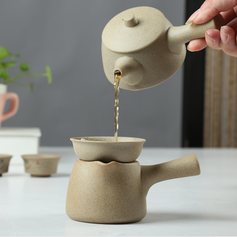 Is Yang coarse ceramic tea set ceramic fair kung fu tea tureen tea ware cup cup side put the pot of the teapot