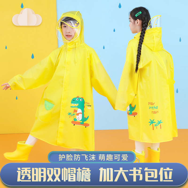 Child Raincoat Boy Girl Cartoon Elementary School Children With School Bag Place Kindergarten Lovely Waterproof Full Body Suit Rain Cape