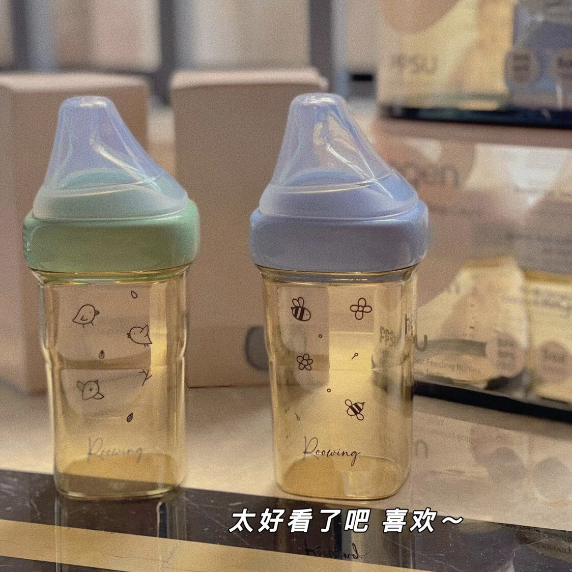 HEGEN by me custom Hegen newborn feeding bottle blue powder green gray 60 150 240 330ml straw