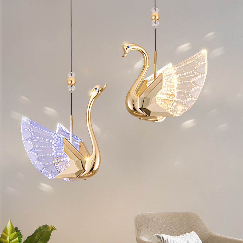 Swan Chandelier Modern Minimalist Bedroom Bedside Small Chandelier Designer Creative Living Room Decoration Duplex Staircase Chandelier