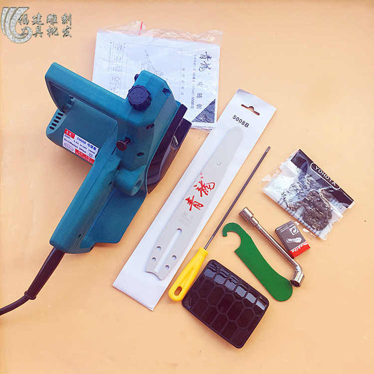 Drilling root carving wood carving high-power Qinglong electric chain saw 5008B ancient building 8-inch high-speed chainsaw pointed guide plate