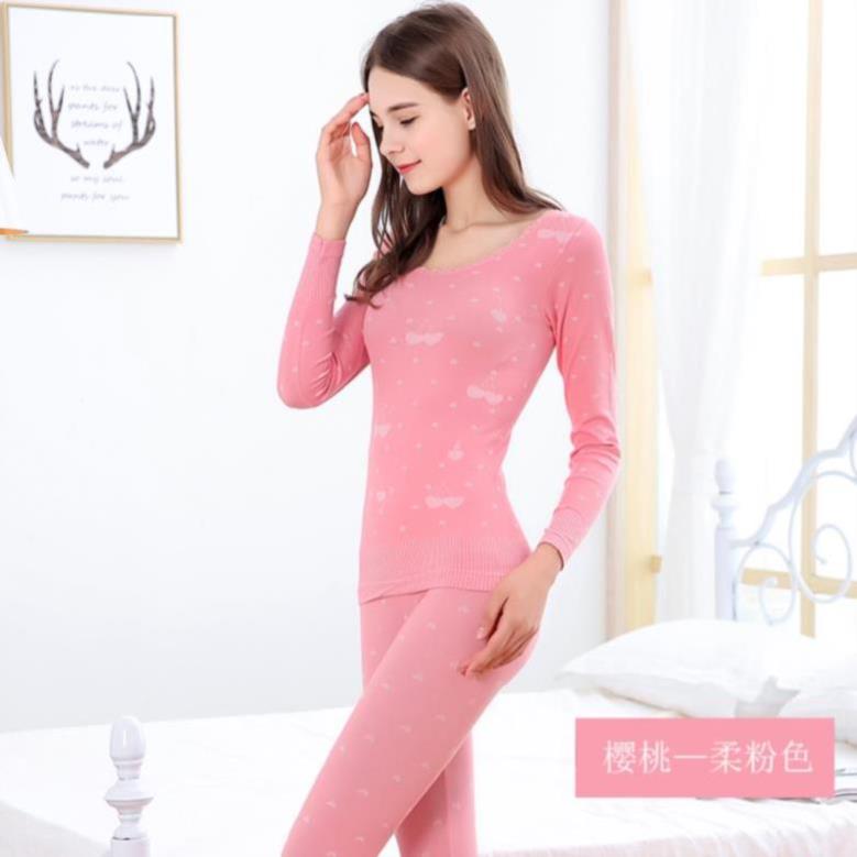 đồ lót ấm womens dưới áo khoác bông áo len mỏng cạnh bộ hai mảnh bộ cơ thể nhỏ bên trong học sinh trung học cơ sở