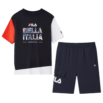 FILA Childrens Basketball Suit 2024 Summer New Boys Breathable Sports T-shirt Shorts