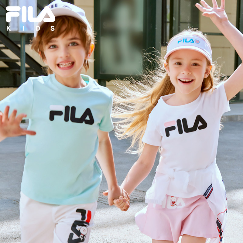 FILAFila children's clothing children short sleeves T-shirts 2022 Summer new men and women small CUHK children pure cotton sports blouses