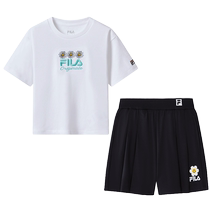 FILAxWiggleWigle Ferle children suit 2024 summer CUHK child T-shirt shorts girl short sleeve pants