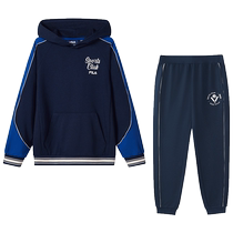 FILA FILA childrens clothing 2024 new autumn style medium and large childrens college style hooded sweatshirt and trousers suit