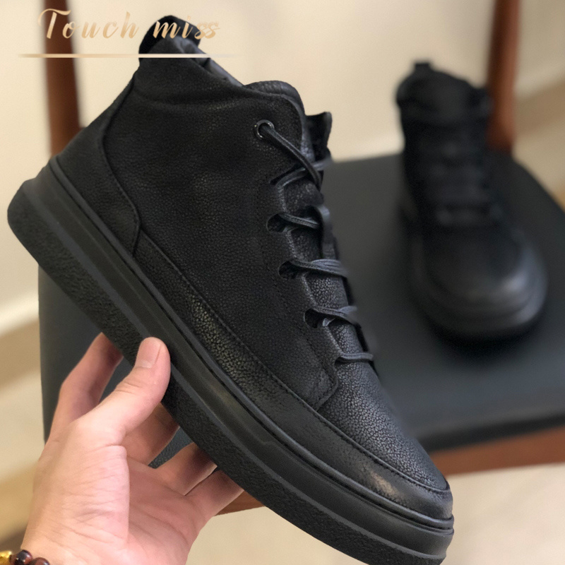 Touch Miss Martin boots men's British style mid-tube leather 2021 new wild Korean version thick-soled high-top leather boots
