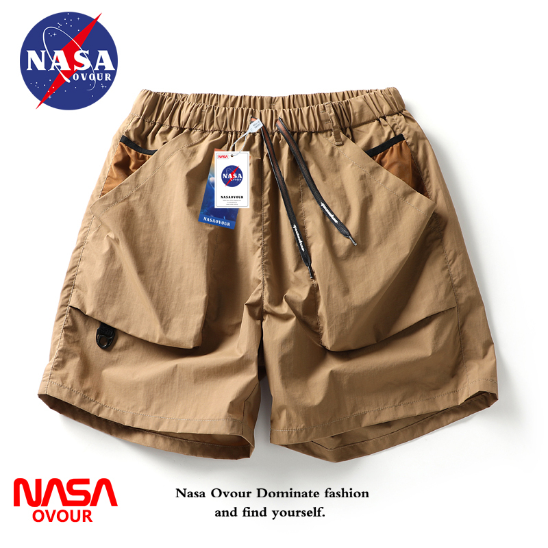 Nasa Collaboration Trendy Brand Three-Dimensional Pocket Loose Cargo Shorts for Men, Summer Versatile Casual Sports Large Pocket Five-Point Shorts
