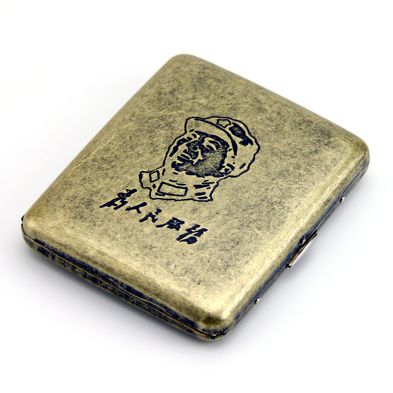 High - grade retro 20 stainless steel cigarette box personality ultra - thin anti - pressure moisture and automatic overhead bronze smoke box