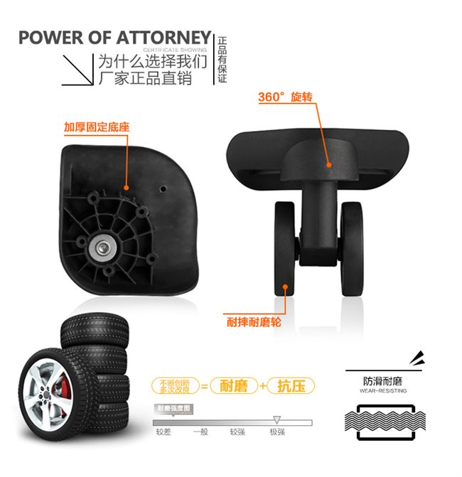Phụ kiện hành lý W218 phụ kiện hành lý caster phụ kiện hành lý có thể tháo rời bánh xe hai bánh bánh xe vali