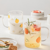 Mug glass transparent simple with lid spoon couple ins wind cute girl ceramic home drinking cup