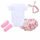 Kaka home INS European and American foreign trade summer girl baby baby short-sleeved alphabet romper + floral shorts + hair band set