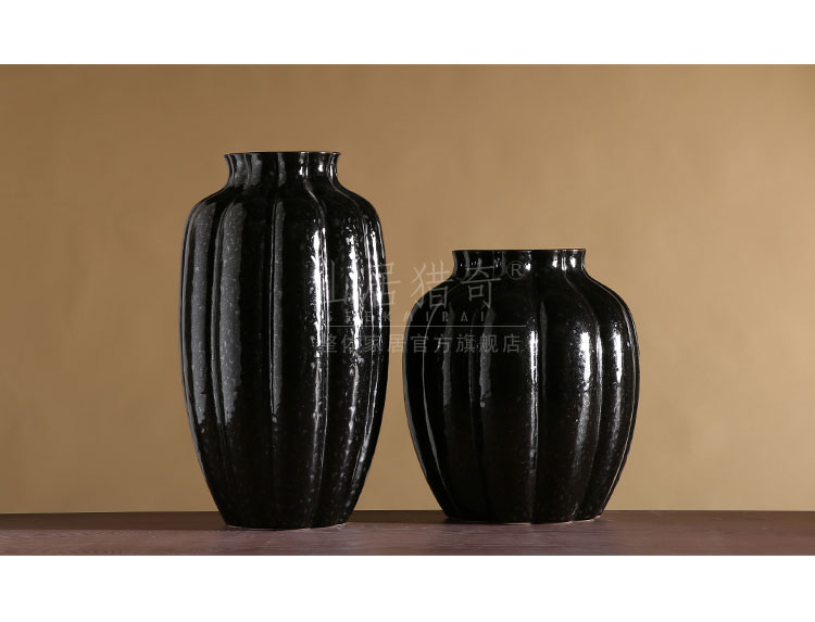 Large ceramic vase furnishing articles household act the role ofing is tasted modern Chinese flower arranging flowers sitting room pumpkin stripe pottery vase
