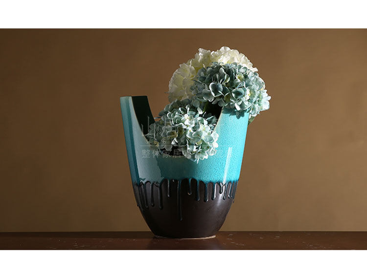 New Chinese style household act the role ofing is tasted, the sitting room is creative flower arranging flower implement three - piece ceramic vase furnishing articles u - shaped vase