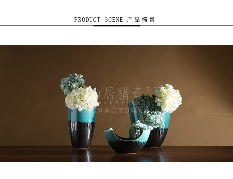 New Chinese style household act the role ofing is tasted, the sitting room is creative flower arranging flower implement three - piece ceramic vase furnishing articles u - shaped vase