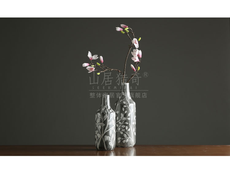 Gray, a three - piece hand - made ceramic vase demand flower arranging flowers sitting room TV ark adornment furnishing articles