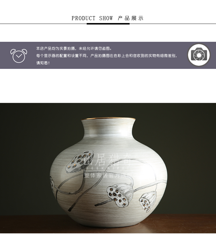 Creative hand - made lotus ceramic vase furnishing articles sitting room of Chinese style household table panel flower arranging flowers