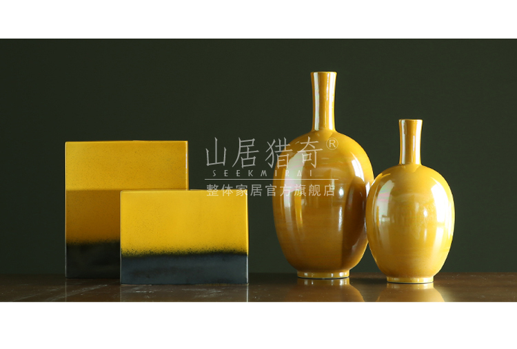 Fine expressions using golden ceramic vase Nordic home sitting room soft assembly act the role of dry flower art flower arranging device example room