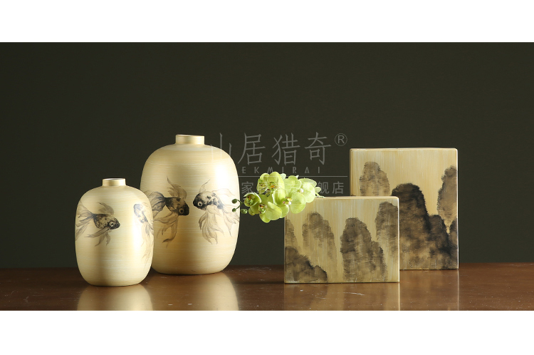 American hand - made goldfish pottery vases, flower arranging flowers exchanger with the ceramics of new Chinese style living room TV ark adornment furnishing articles