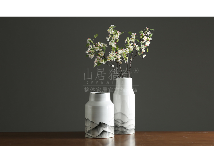 Creative ceramic hand - made ink landscape vase zen large flower arrangement sitting room adornment of Chinese style household furnishing articles