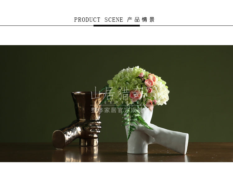 New Chinese style Nordic household soft outfit example room furnishings furnishing articles creative ceramic flower arranging flowers, holding a vase