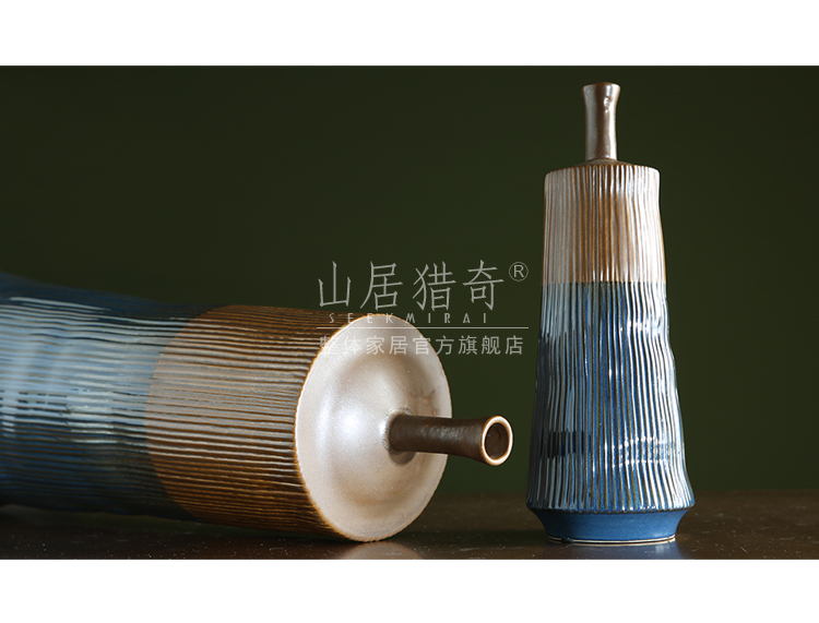 The modern new Chinese style vertical stripes pottery vase creative ceramic art flower arranging show home furnishings furnishing articles