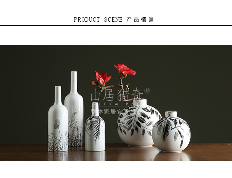 Hand - made ceramic vase furnishing articles leaves the Nordic contracted home sitting room art flower arranging flowers, small ball bottle expressions using