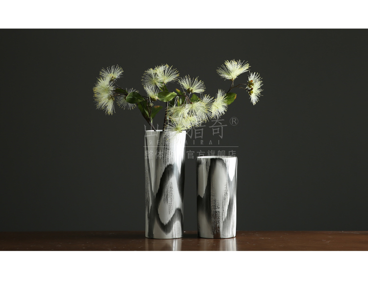 Between black and white hand draw landscape grain ceramic flower implement furnishing articles example household soft adornment sitting room of large - sized straight vase