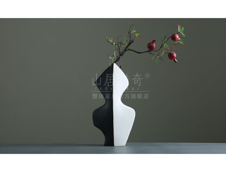 Northern wind household soft outfit, black and white ceramic vase creative furnishing articles contracted sitting room porch ark of dry flower receptacle