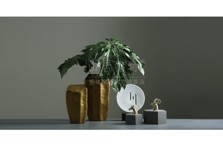French key-2 luxury light soft outfit ceramic flat golden vase large alien flower arrangement, the sitting room TV cabinet decorative furnishing articles