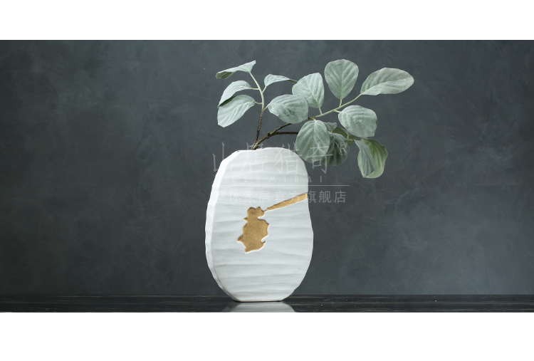 New Chinese style frosted white ceramic vase dried flower flower arranging flower implement Nordic sitting room home soft decoration