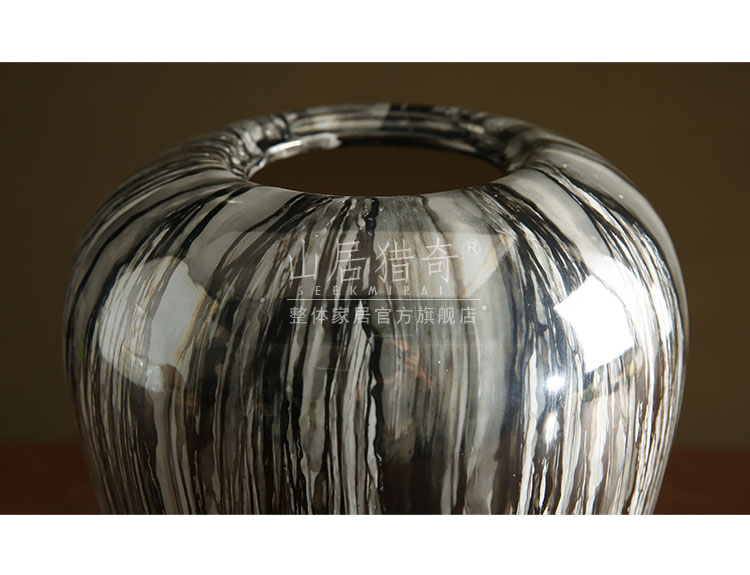 New Chinese style household act the role ofing is tasted grey wood grain ceramic vase furnishing articles large pot flowers, flower arranging furnishing articles sitting room