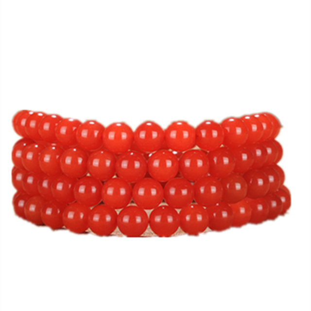 Baoshan Nanhong Bracelet Agate Bracelet Loose Beads Frosted Light Full Flesh Persimmon Red 108 Beads Necklace for Men and Women