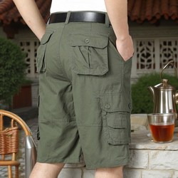 Summer New Thin Five-Point Shorts for Men, Loose Straight Casual Sports Multi-Pocket Cargo Shorts, Mid-Length Pants, Breeches, Beach Shorts