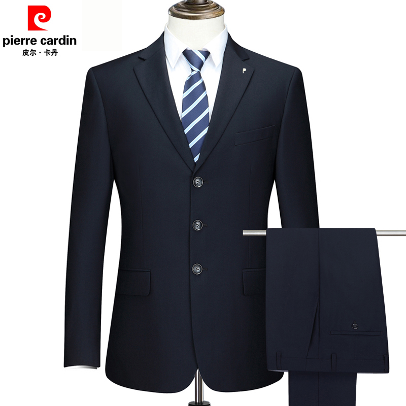Pierre Cardin Suit Set for Men, Business Professional Formal Wear, Navy Blue Suit, Loose Fit, Plus Size, Dad Style, Non-Iron
