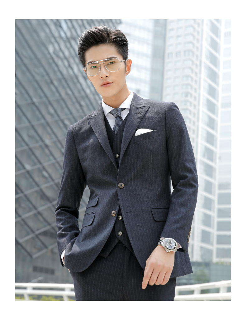 Bộ vest nam Anh mỏng Slim Hàn Quốc ba mảnh đầm chú rể quần âu nam đẹp