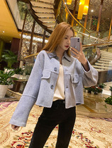 Plaid double-sided cashmere coat womens short 2020 little puzzled fairy wool herringbone coat