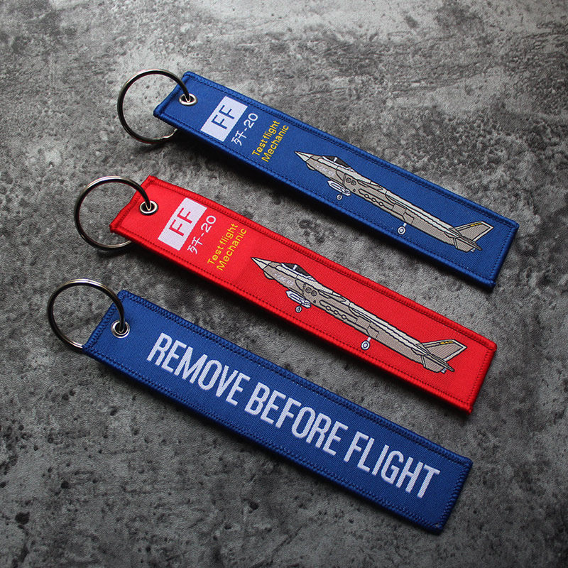 Pre-flight demolition J20 embroidered key button textured webbing webbing webbing key phone hanging strip flying jacket floating strip