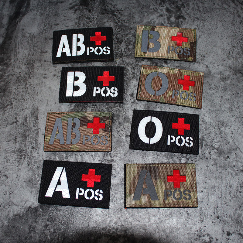 Rectangular Reflective Large Blood Type Velcro Nylon Laser Hollow Armband Rescue Blood Type Badge Bag Sticker