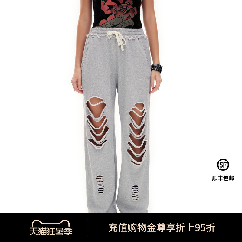 Ed Hardy 2026 Summer New Women's Loose Printed Ripped Rhinestone Pants E1Sbw223 Ed Hardy 2026 Summer New Women's Loose Printed Ripped Rhinestone Pants E1Sbw223