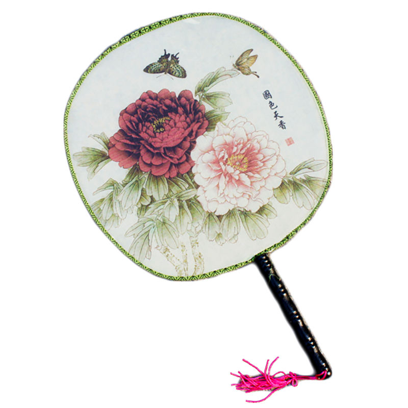 Ancient fan round classical large group fan handle Palace fan palace fan dance fan dance fan acting Mudan fan