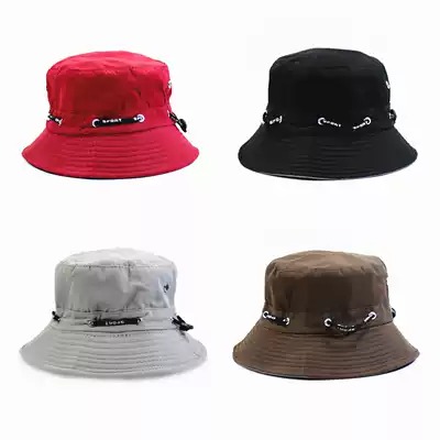 Spring and summer fisherman hat sun hat female sunshade sun protection tourism male leisure hat drawstring basin hat outdoor foldable