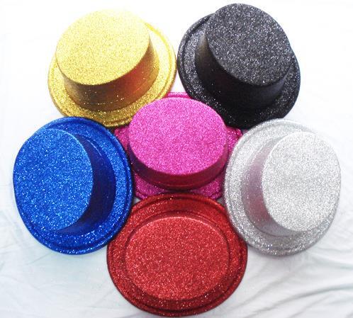 Plastic Gold Powder Hat Magician High Hat Glitter Powder Hat Hat Sequin Hat Performance Hat Dance Hat